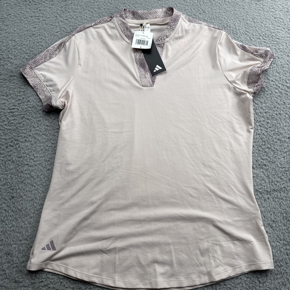 Adidas Golf Shirt Womens Large Polo Ultimate Peach Performance IV9272 NEW
